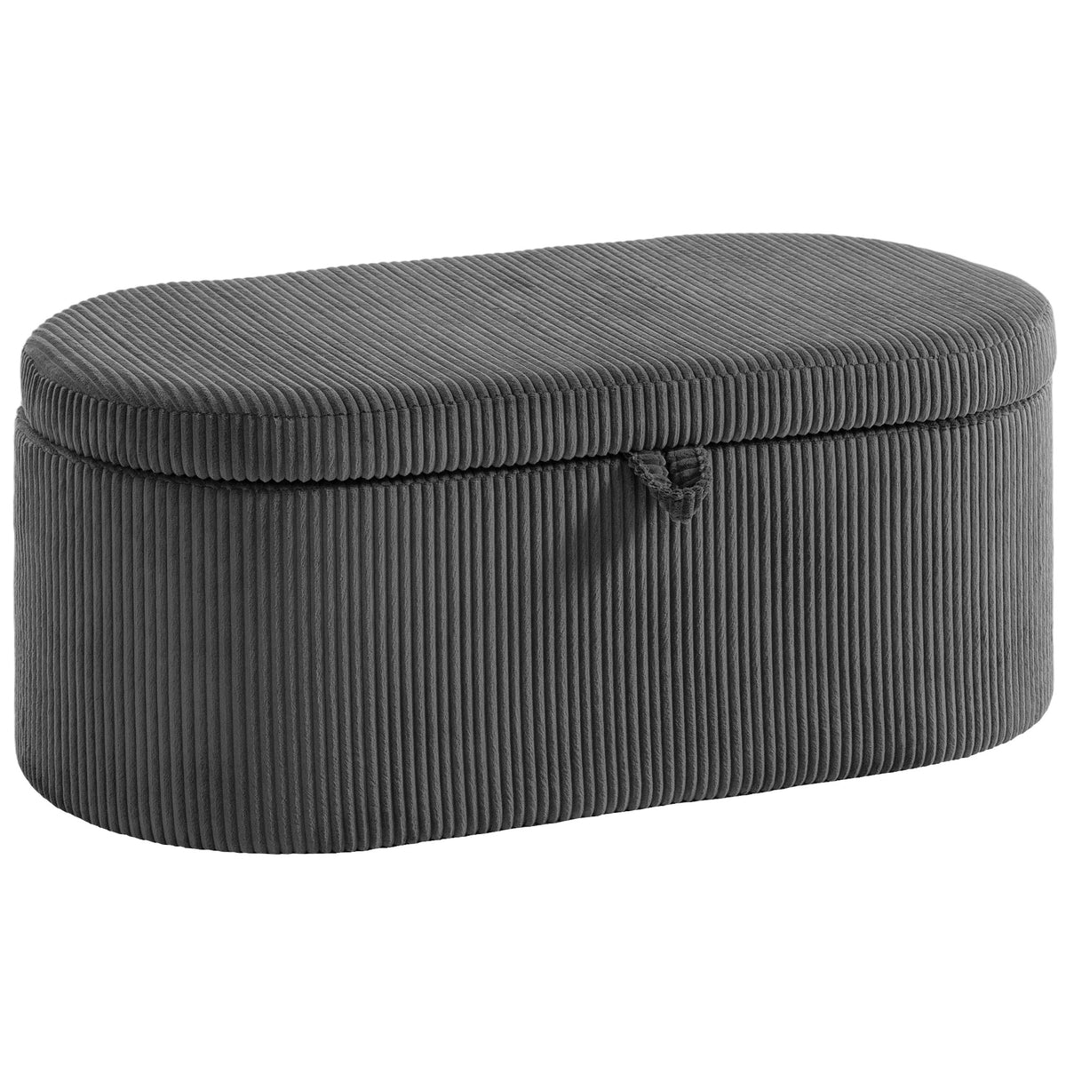 Storage Ottoman, Corduroy Ottoman Storage Box With Padded Seat | Dark Grey