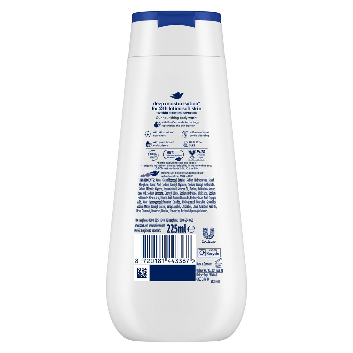 Advanced Care Body Wash Deeply Nourishing 24h For Women 225ml | Set of 1
