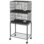 Two-tier Bird Cage On Wheels W/ Stand, For Canaries