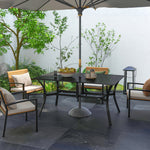Garden Patio Table W/ Parasol Hole, Steel Frame 150x90cm