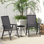 2 Pcs Folding Metal Frame Chairs With Breathable Mesh Seat