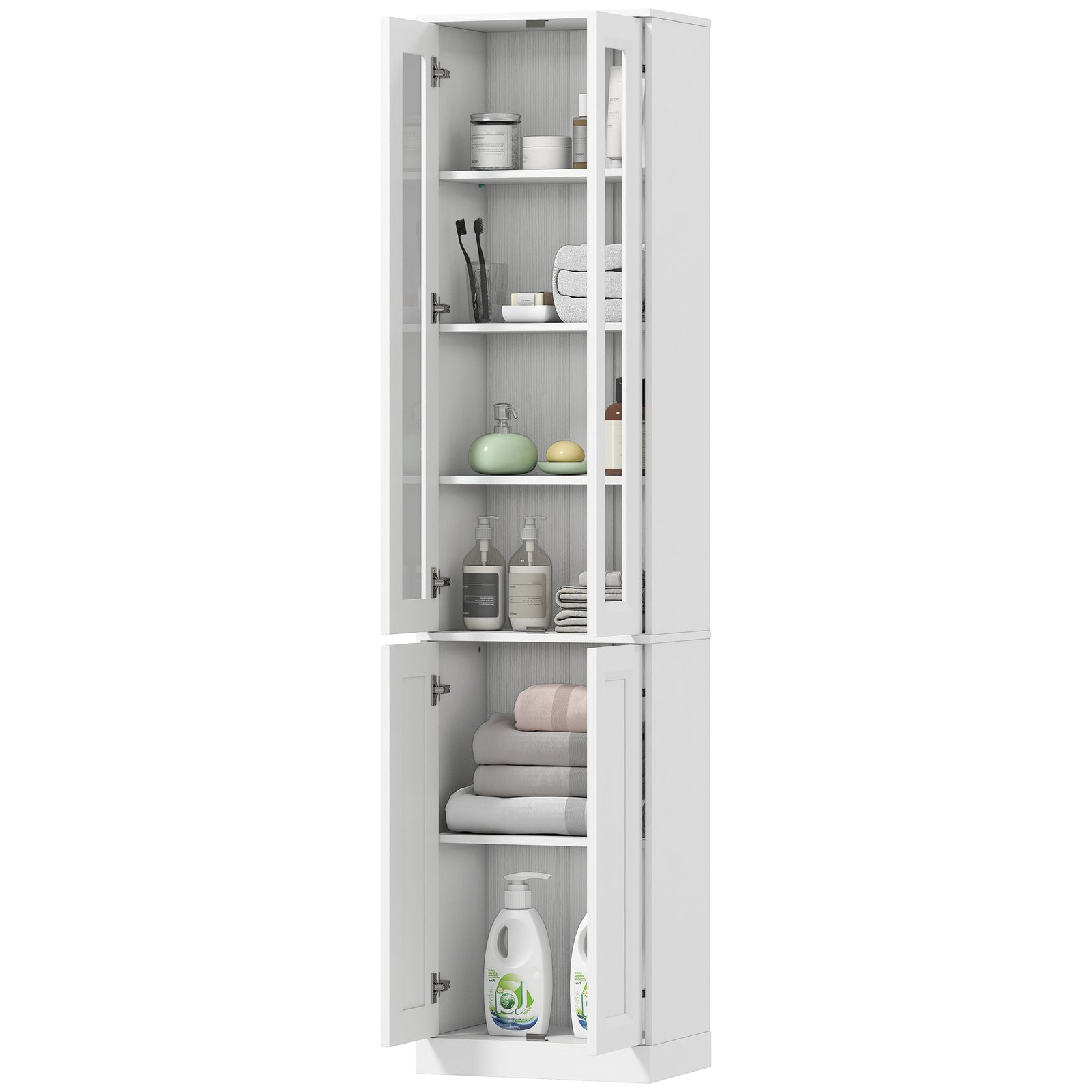 Tall Bathroom Storage Cabinet, 6-tier Bathroom Cabinet | White