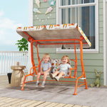 Kids Porch Swing With Seat Belts, Adjustable Canopy, Orange