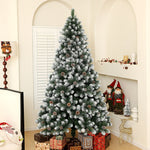 5/6/7ft Artificial Pine Christmas Tree With Pinecones, Steel Base | 7ft | Green