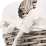 White Cotton Lined Antique Wash Shopping Basket | Large | White