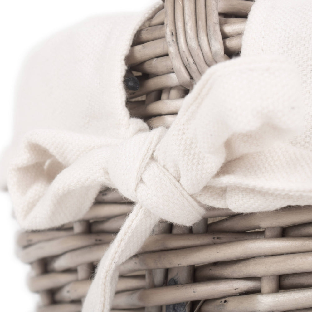 White Cotton Lined Antique Wash Shopping Basket | Large | White
