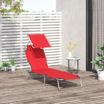 Reclining Sun Lounger Folding Recliner Garden Chair | Set-of-1 | Red