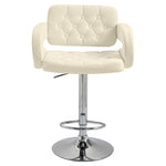 Adjustable Height Barstool Steel Pole Pu Leather | Beige