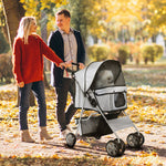 Pet Stroller Carrier Foldable Deluxe Jogger Walk Travel Dog Cat | Gray