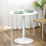 Round Dining Table, Modern Kitchen Table With Steel Base | White