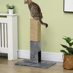 Cat Scratching Post Scratcher Climber W/ Carpet Base Hanging Toy | Gray