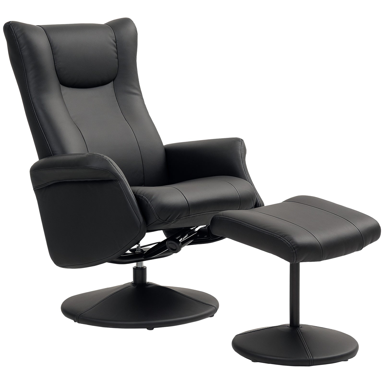 HOMCOM Swivel Recliner Chair With Footstool And Adjustable Back