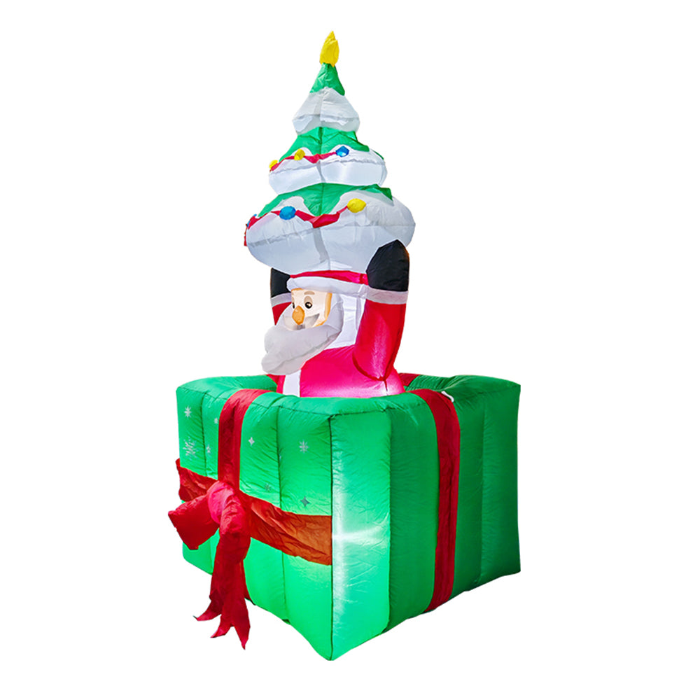 6ft Christmas Inflatable Liftable Santa Claus With Gift Box Decorations