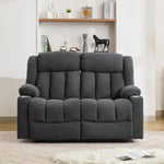 Lovell 2 Seat Manual Recliner Sofa With Cup Holders | Dark Grey