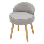 Teddy Fleece Dressing Table Stool With Rubberwood Legs | Grey