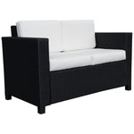 Rattan Wicker 2-seat Sofa Loveseat Padded Garden Furniture | Black