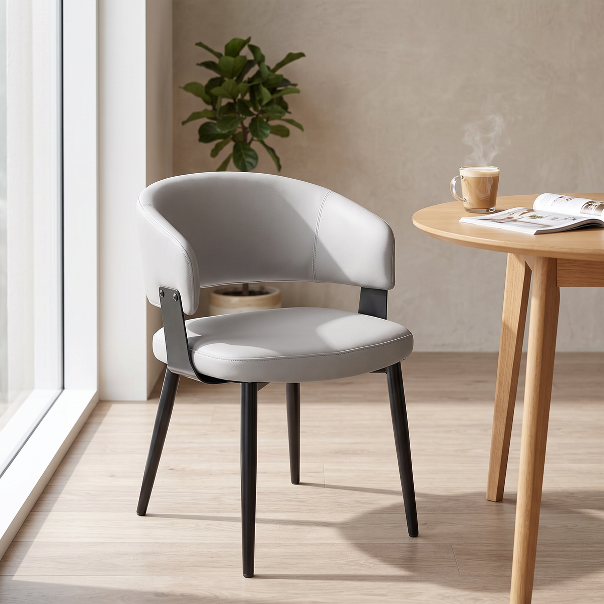 Breeins Set Of 2 Modern Pu Leather Dining Chair