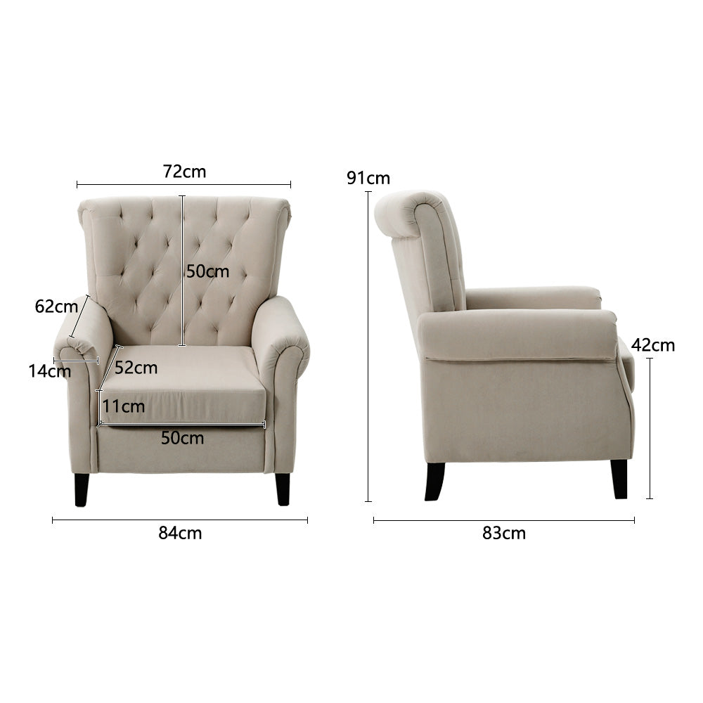 Tufted Upholstered Wingback Armchair– Elegant Accent Chair | Beige