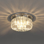 Modern Double Circle Crystal Chandelier Chrome Ceiling Light Droplet Crystal Shade Flush Mount Led Fixture | 35cm x 35cm