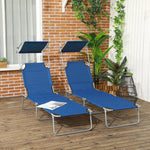 Reclining Sun Lounger Folding Recliner Garden Chair | Set-of-2 | Blue