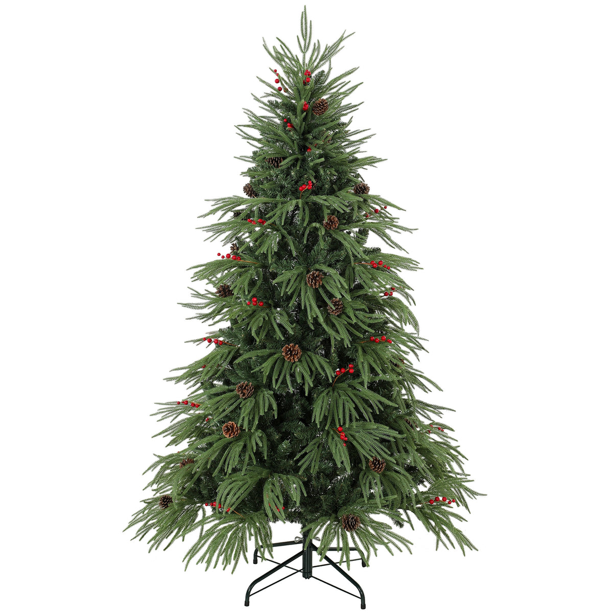 HOMCOM 6ft Predecorated Artificial Christmas Tree, Hinged Xmas Tree, Green
