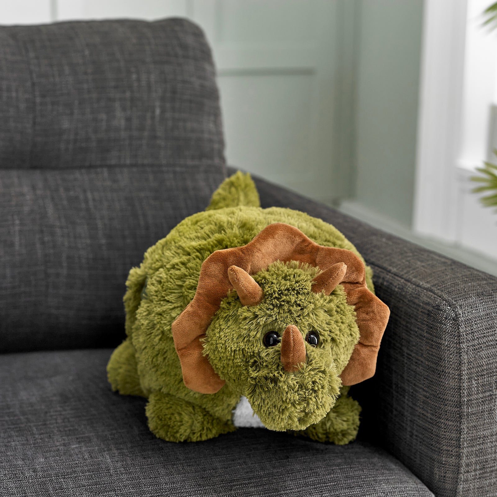 Soft Giant Handwarmer Cozy Plush Triceratops | 30cm x 30cm | Green
