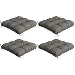Set Of 4 Outdoor Seat Cushion W/ Ties, For Garden Furniture | Charcoal Gray