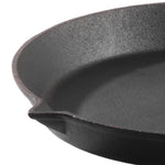 22/25/29cm Dia Round Cast Iron Skillet With Removable Wooden Handle And Oil Spout | Small | Black