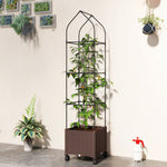Outsunny Raised Garden Bed Tomato Cage With Trellis, Drainage Holes, Brown