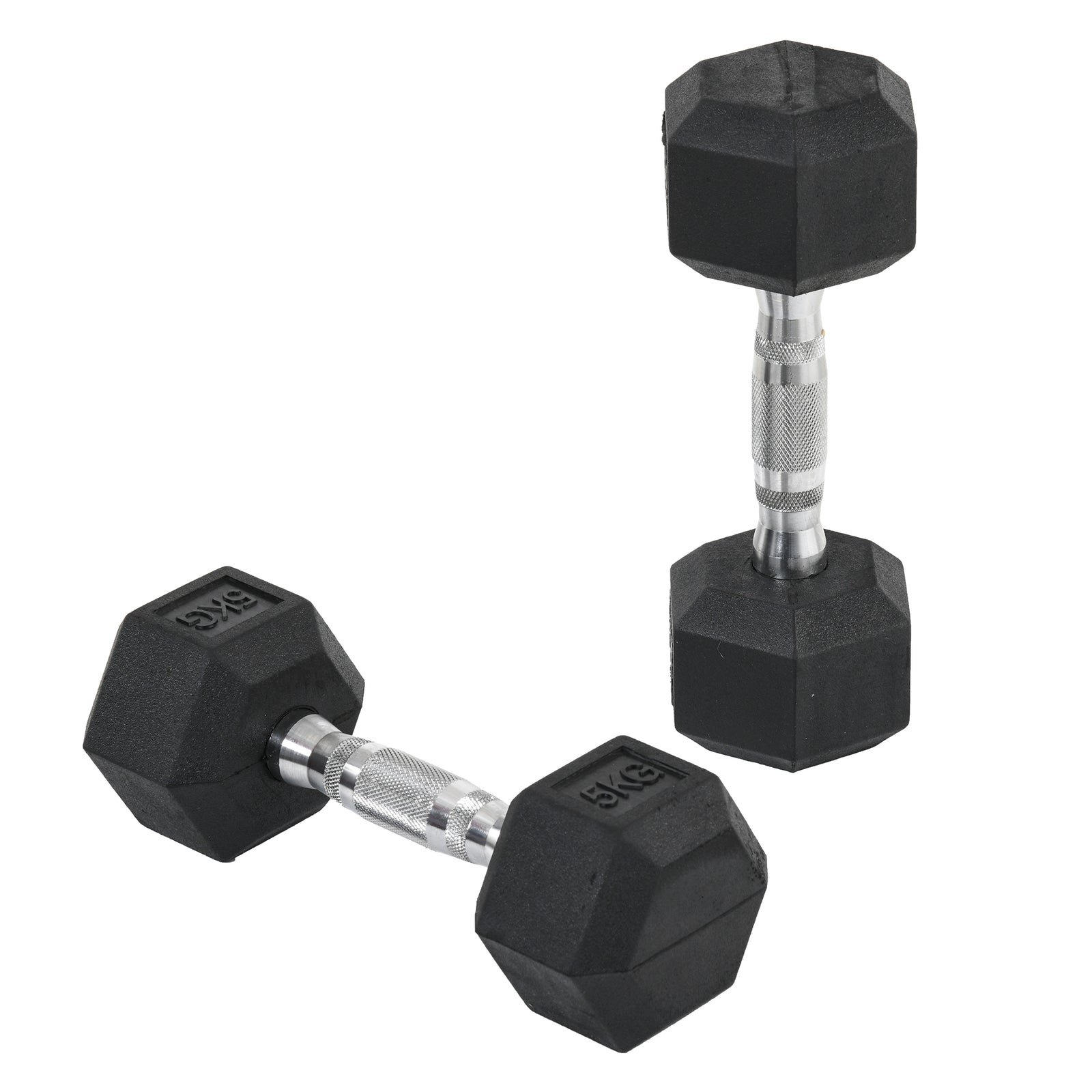2x5kg Rubber Hex Dumbbells For Home Gym | Black