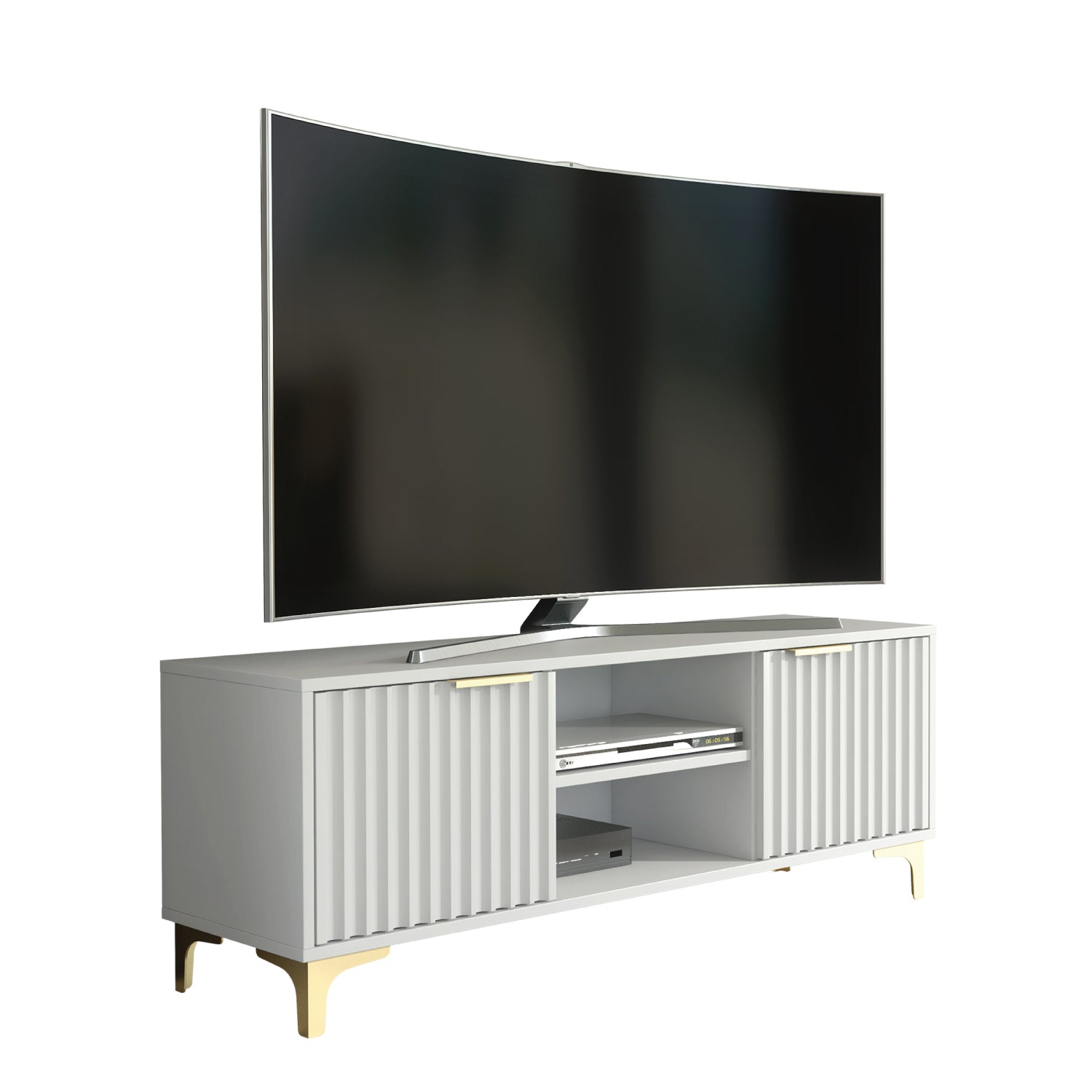 Tide Crest Tv Unit 120cm - Fluted Design | White