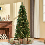 5/6/7ft Prelit Pencil Christmas Tree With Led And Berry | 6ft | Green