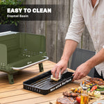 Portable Barbecue Grill With Adjustable Grates For Camping | Green