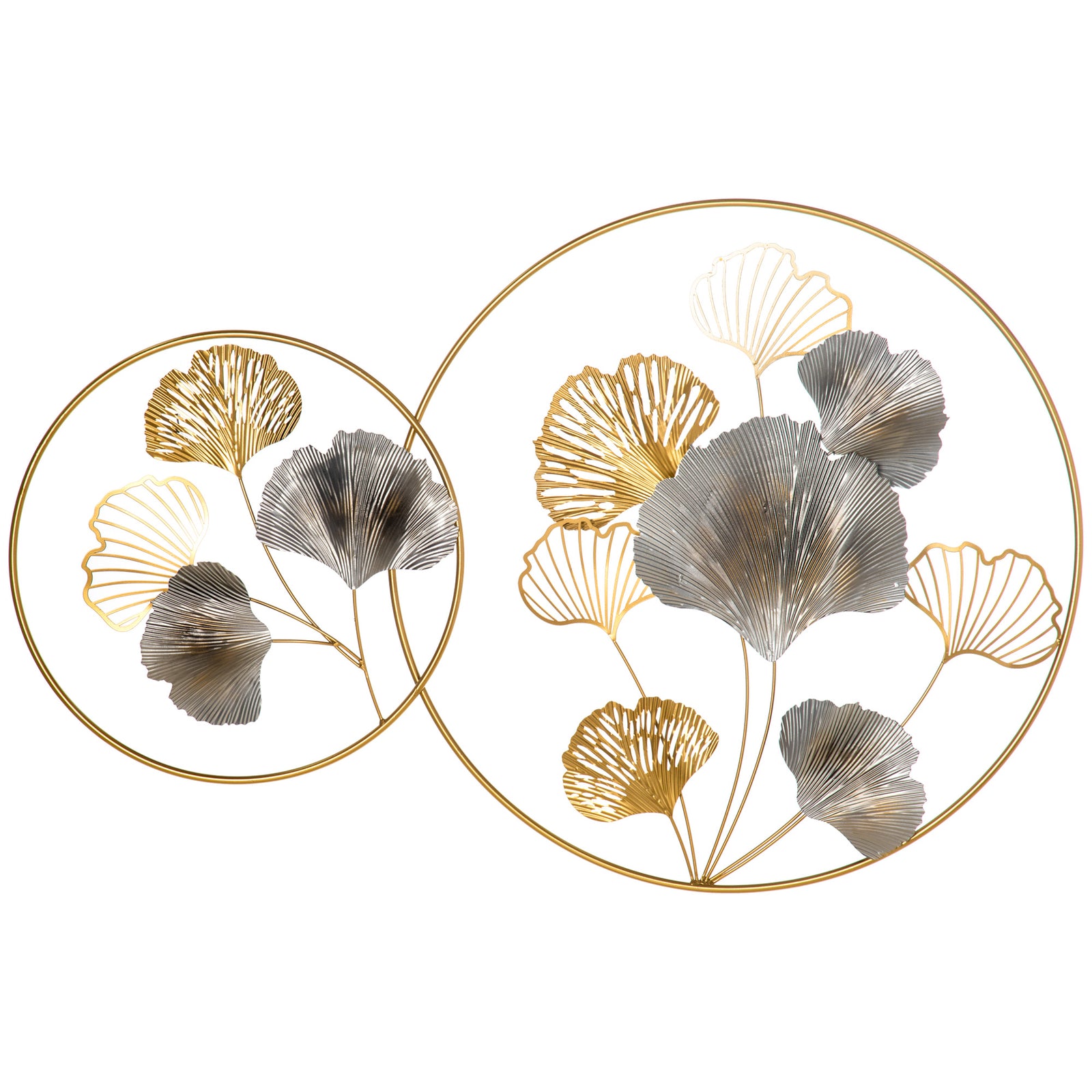 Minimalist Metal Wall Art Ginkgo Leaves Hanging Sculpture