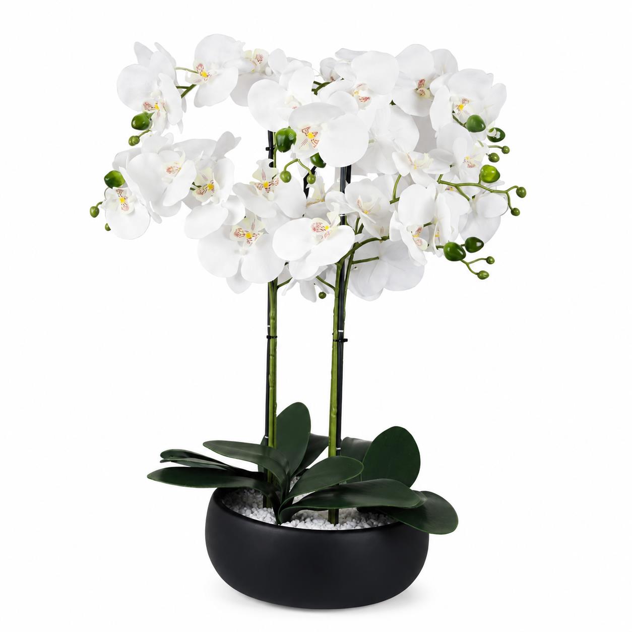 60cm Orchid Artificial White Black Ceramic Planter