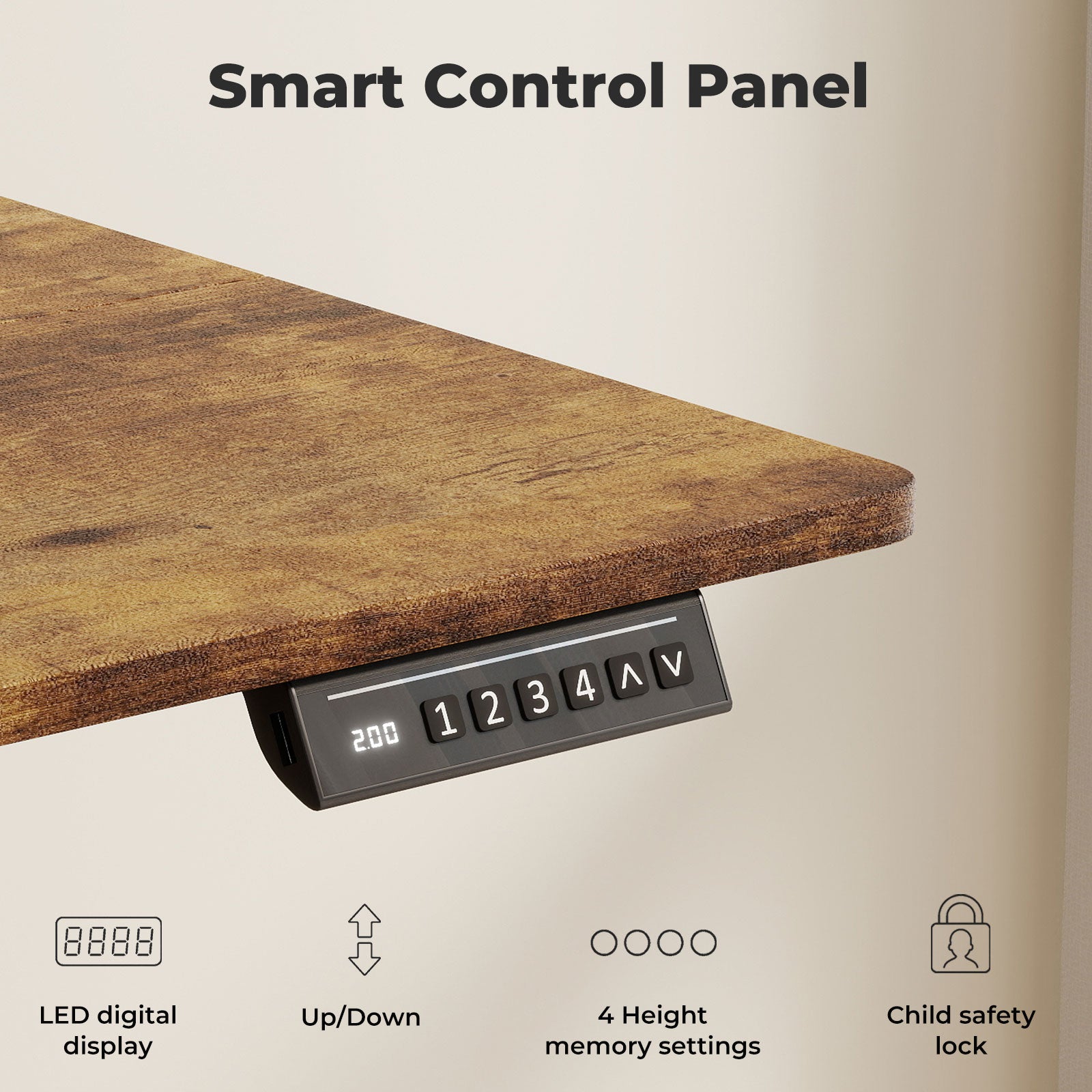 Electric Standing Desk Height Adjustable With Memory Control | Brown
