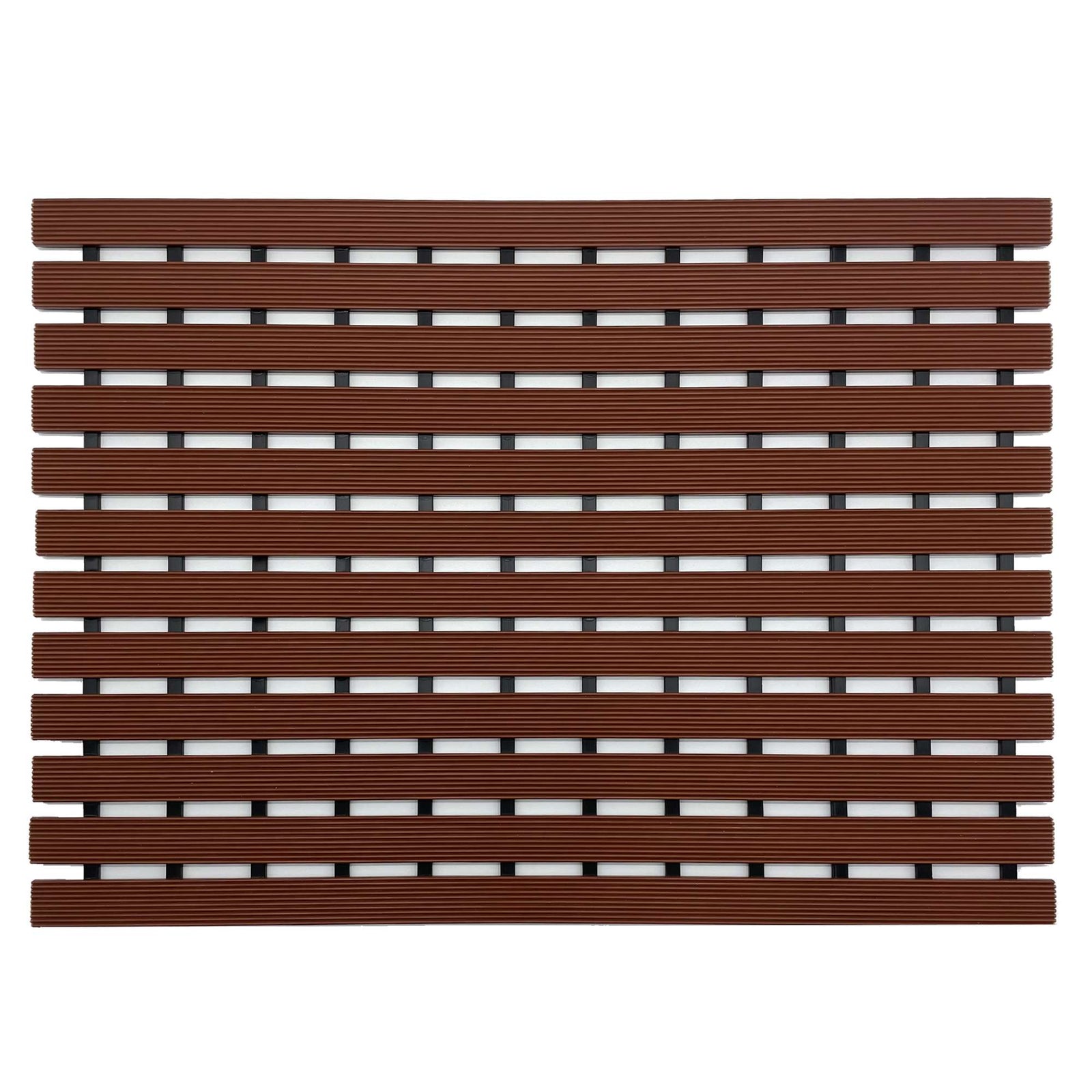 Non-slip Pvc Duckboard Shower Mat  - 61cm X 43cm | Brown