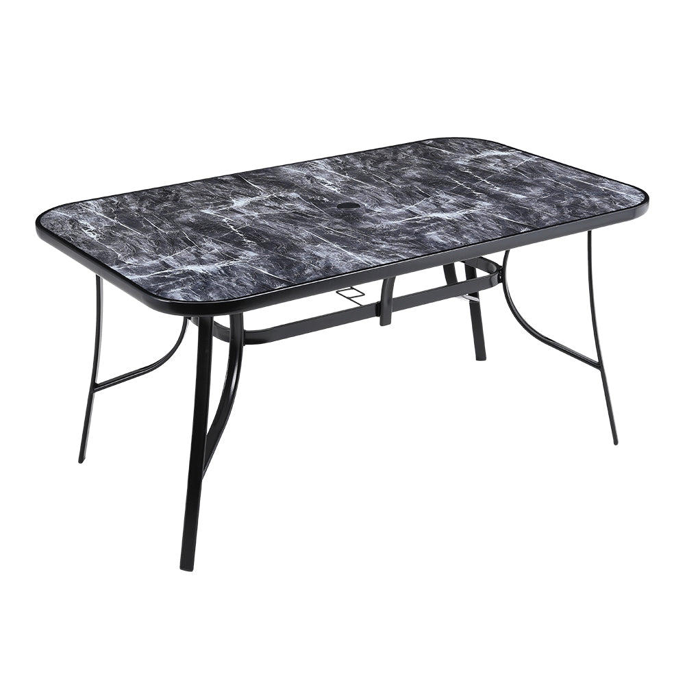 Rectangular Garden Tempered Glass Marble Coffee Table - 150w X 90d X 72h Cm