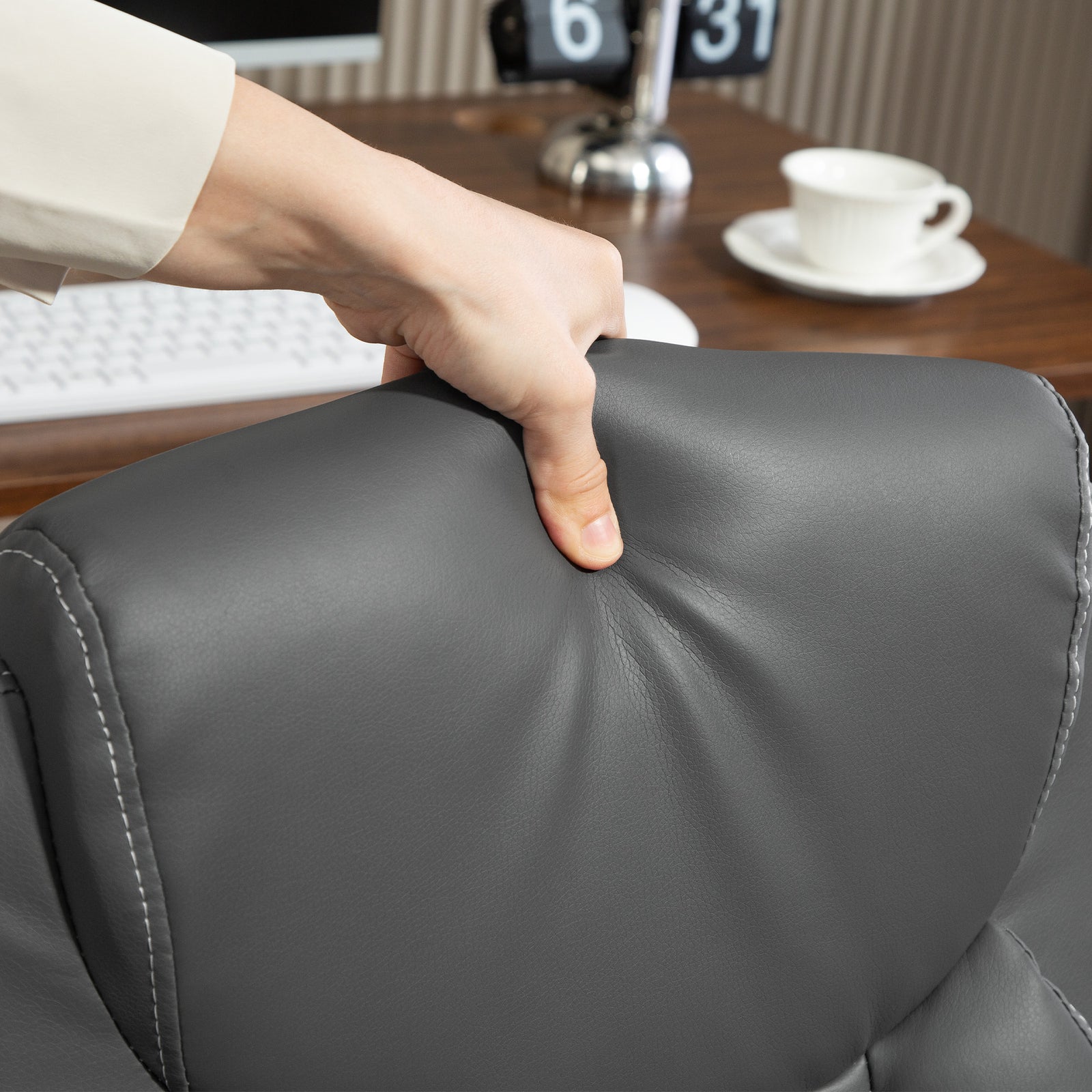 Office Chair, Thick Cushion | Charcoal Grey