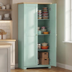 172cm Wooden Storage Cabinet Cupboard With 4 Shelves | Light Green