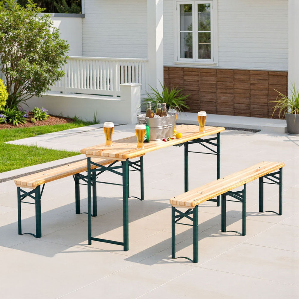 3-piece Picnic Table Sets Wooden Foldable Table Benches Set