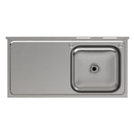 100cm W X 50cm D X 90cm H Stainless Steel One Compartment Commercial Sink With Left Drainboard