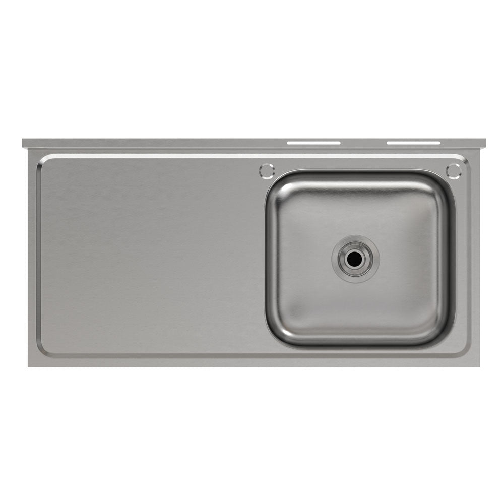 100cm W X 50cm D X 90cm H Stainless Steel One Compartment Commercial Sink With Left Drainboard