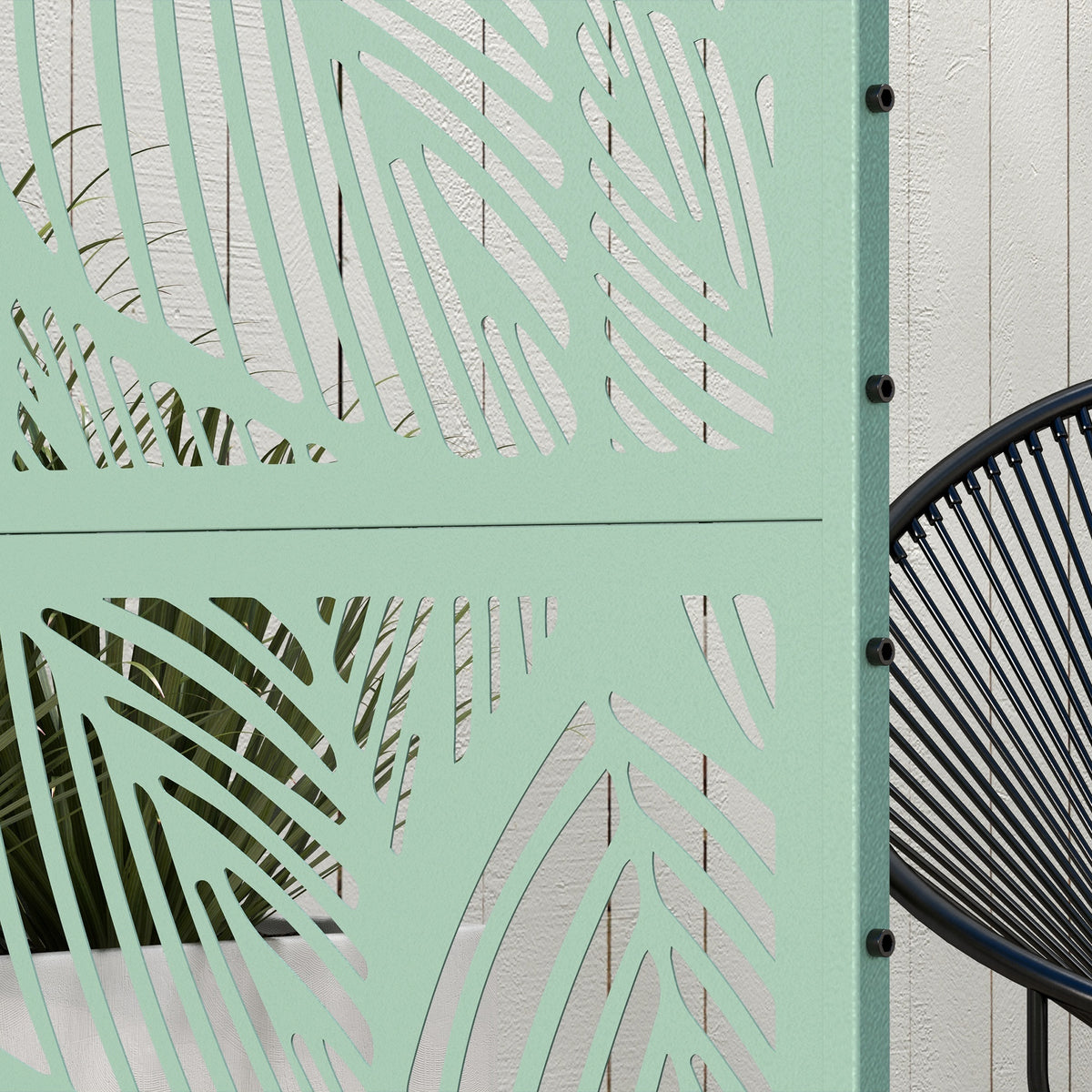 Outsunny 6.5ft Metal Outdoor Privacy Screen Panel W/ Stand, Leaf Style