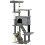 Cat Tree Tower For Indoor Cats With Scratching Post, House, Toy, Grey