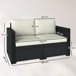 2 Seater Rattan Garden Sofa With Deep Seat, Wide Arms | Black