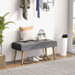Upholstered Bed End Bench Ottoman Tufted Linen Entryway