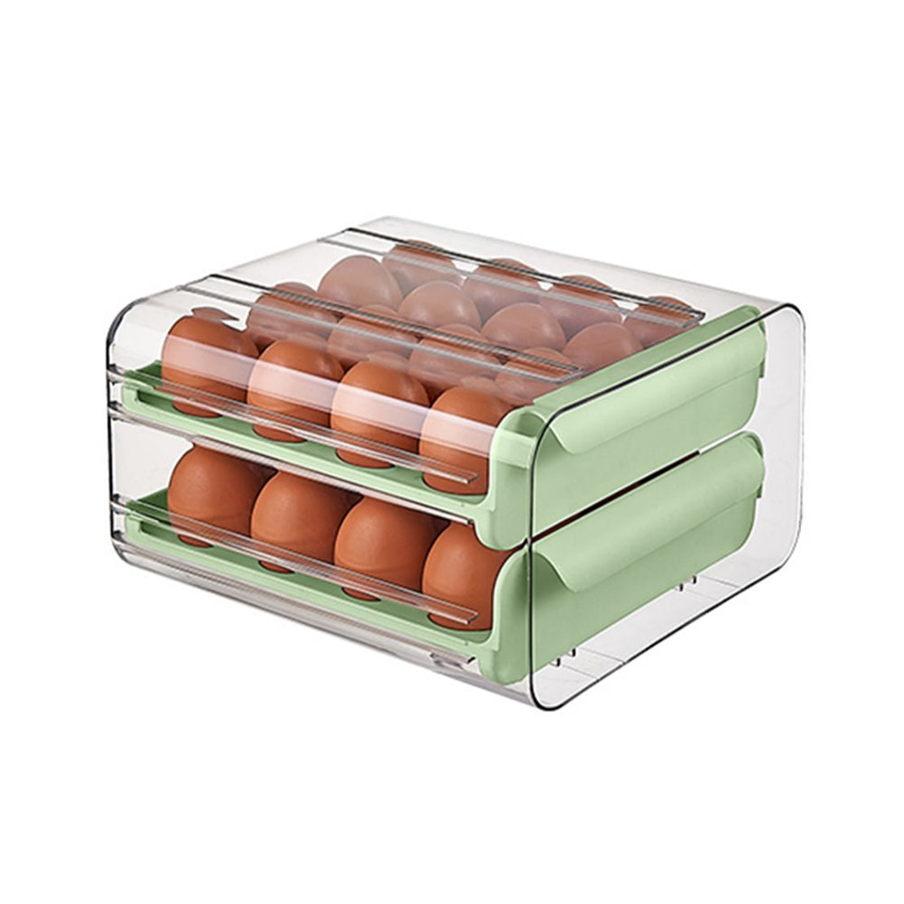 Double-layer Transparent Egg Storage Drawer Box | Light Green