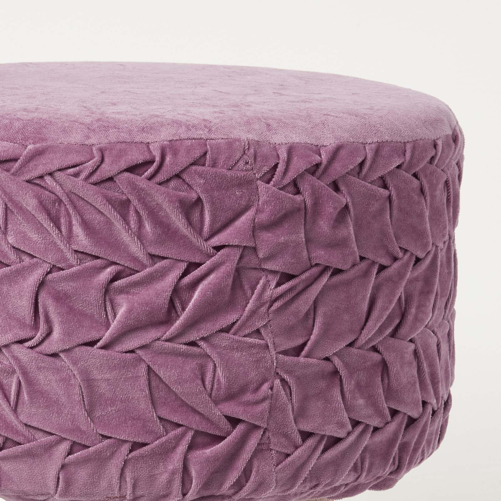 Lyla Pleated Velvet Footstool, 40 Cm Tall | Purple
