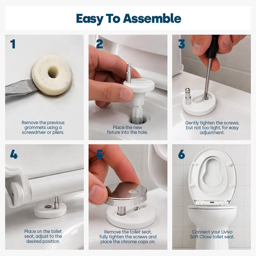 Livivo Soft Close Family Toilet Seat - Oval White With Quick Release Button For Easy Cleaning